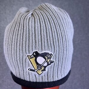 Pittsburgh Penguins Seven Springs Beanie OS Grey Ribbed Fleece Lined Ski Hat